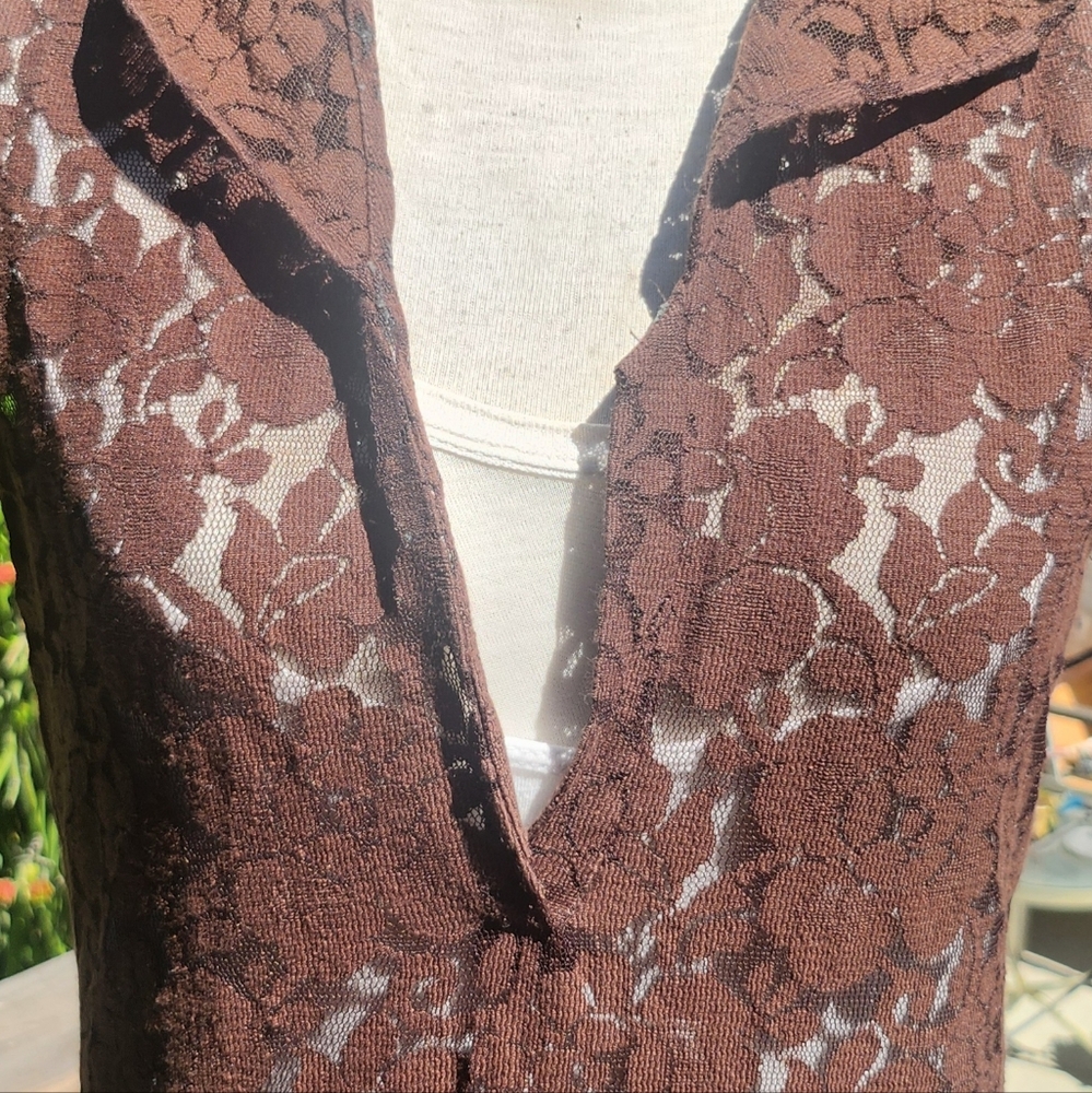 Helmut Lang Vtg Chocolate Lace Cover-Up With Hood Size 44